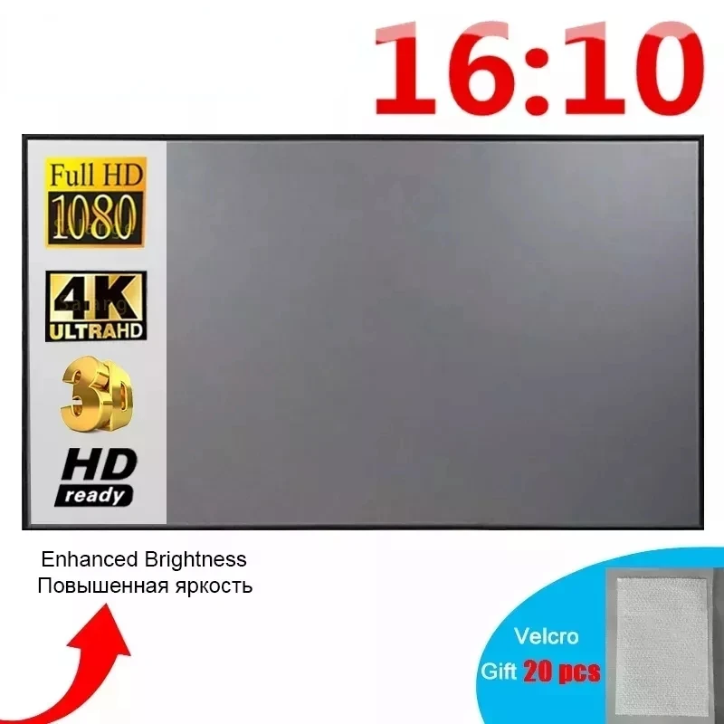 

Projector Screen 16:10 ,100 120 inch Reflective Fabric Cloth Projection Screen For YG300 XGIMI H3 DLP LED Video Beamer