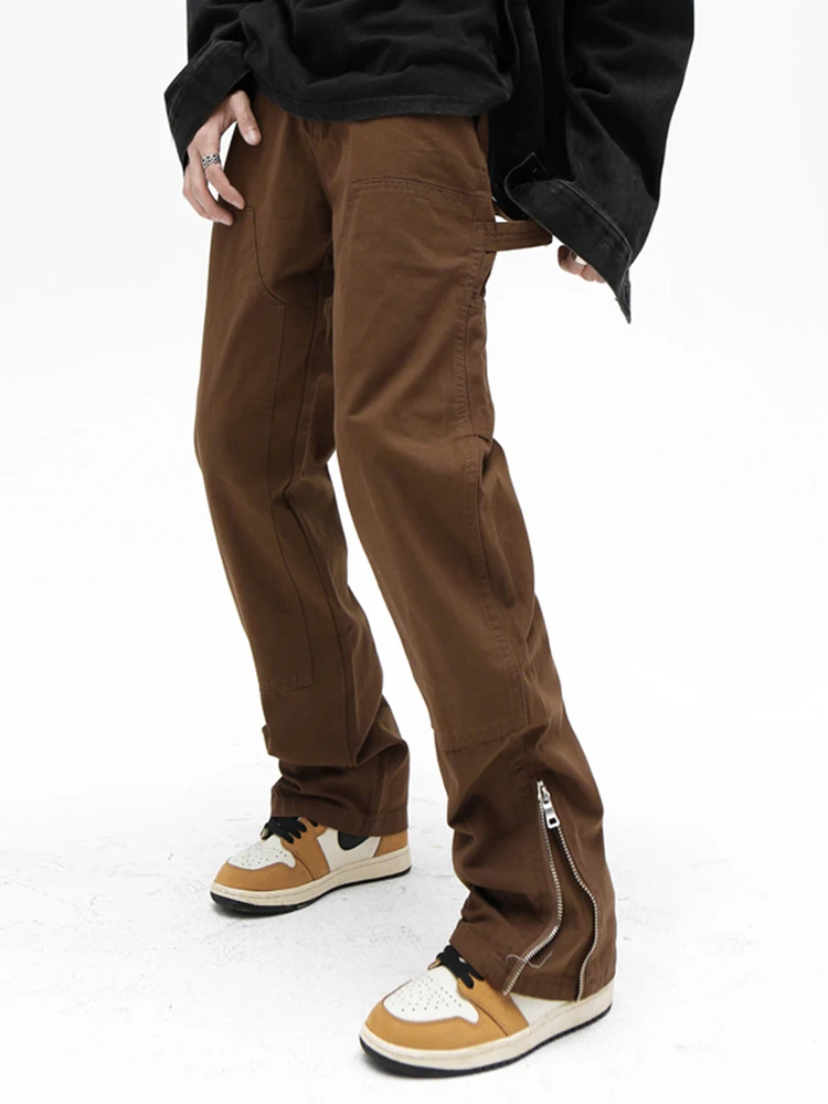 American Retro Worker Cargo Pants Fashion Y2K MEN Denim Denim Street Clothing Loose Pants and Clothing Side Zipper Loose Pants