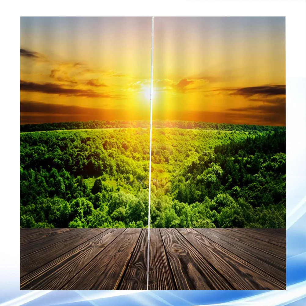 

1pc Curtain Printed 150x166cm Polyester Forest Curtain Window Screen for Bedroom Hotel