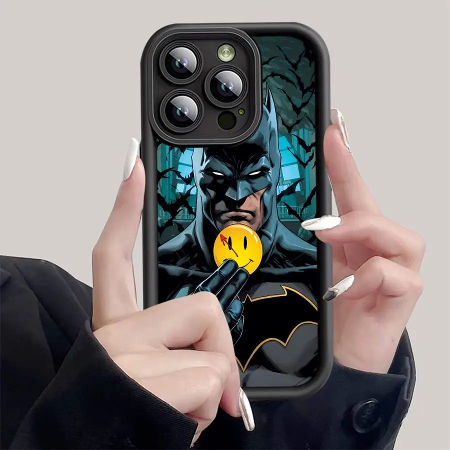 Черный чехол для телефона с супергероем B-Batman Apple iPhone 15 16 Pro Max 13 14 Plus 12 11 plus Matte