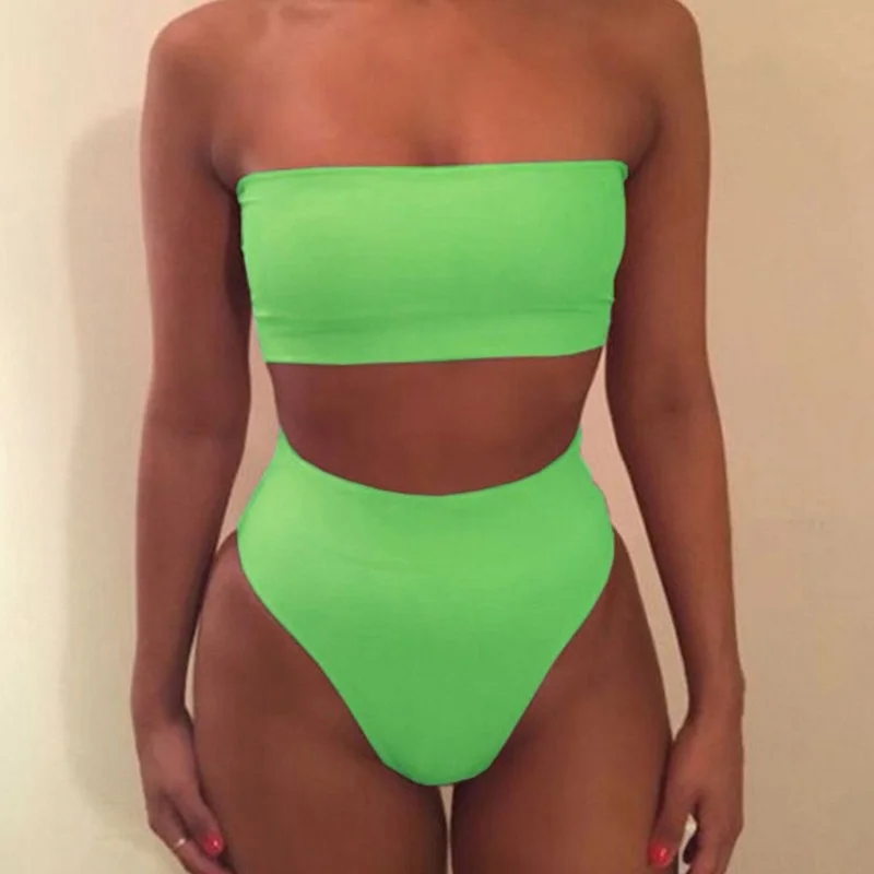 

Простой однотонный комплект бикини с низкой талией, женский летний сексуальный женский комплект из двух предметов, купальник, пляжный праз...
