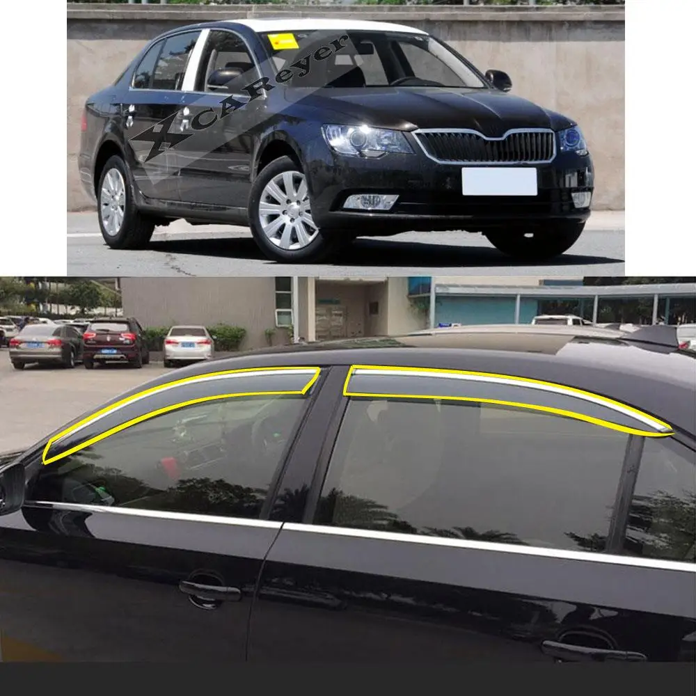 

Car Body Styling Sticker Plastic Window Glass Wind Visor Rain/Sun Guard Vent Weather Awnings Parts For SKODA SUPERB 2013-2015