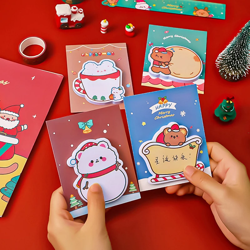 

Christmas 30 Sheets Sticky Notes Memo Pad Bookmarks Kawaii Snowman Sticky Office Stationery Supply Can Be Pasted Decorative