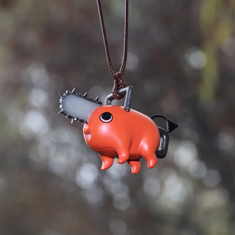 

Anime Chainsaw Man Pochita Rearview Mirror Keychain Car Pendant Cute Pochita Doll Toys Keyring Car Accessories