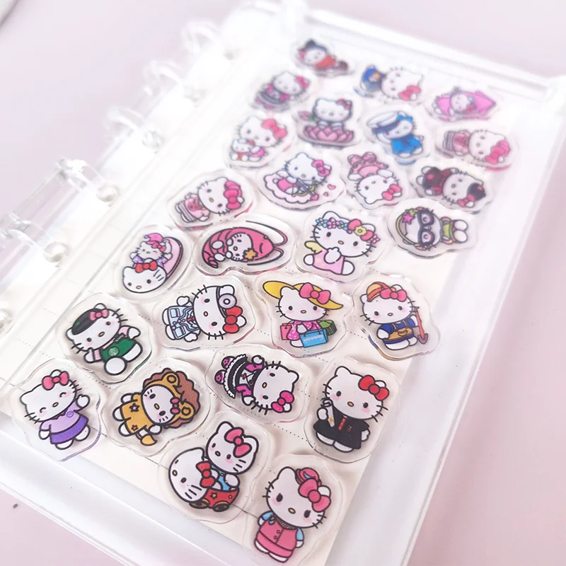 

Sanrio Kawaii New Anime Hellokitty Notebook Kuromi Cinnamoroll Diy Hand Account Stationery A5 Acrylic Quicksand Loose-Leaf Book