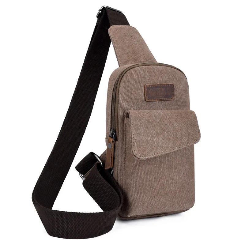 Men's Chest Bags with Headphone Soft Canvas Zipper Crossbody Messenger Sling Shoulder Bag Unisex Casual Travel Waist Fanny Pack