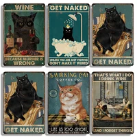 Vintage Decorative Plaques Inspirational Cats Animal Art Picture Tin Metal Signs Bar Decor Poster Boards Modern Home Wall Decor