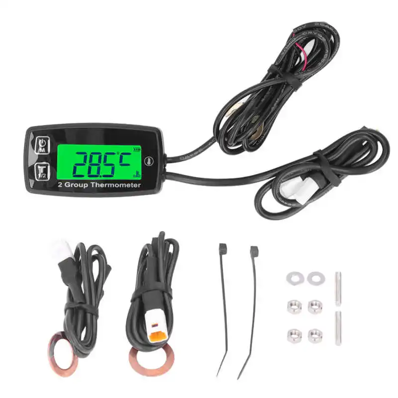 

Dual Channel Temperature Sensor LCD Thermometer Engine Temp Gauge Meter Digital Display for Motorcycle Boat ATV