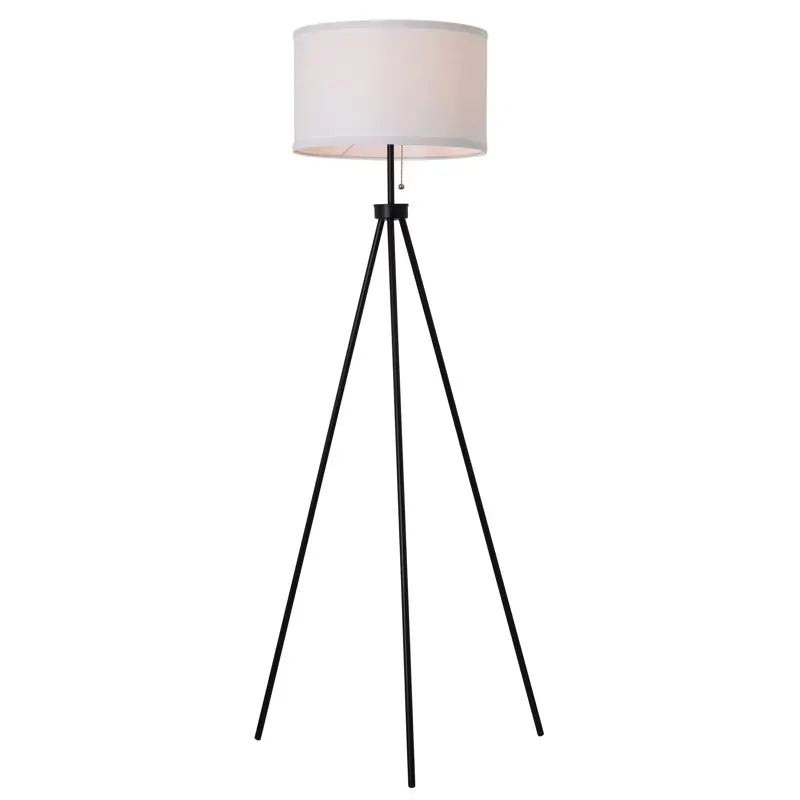 

58" Metal Tripod Floor Lamp, Black