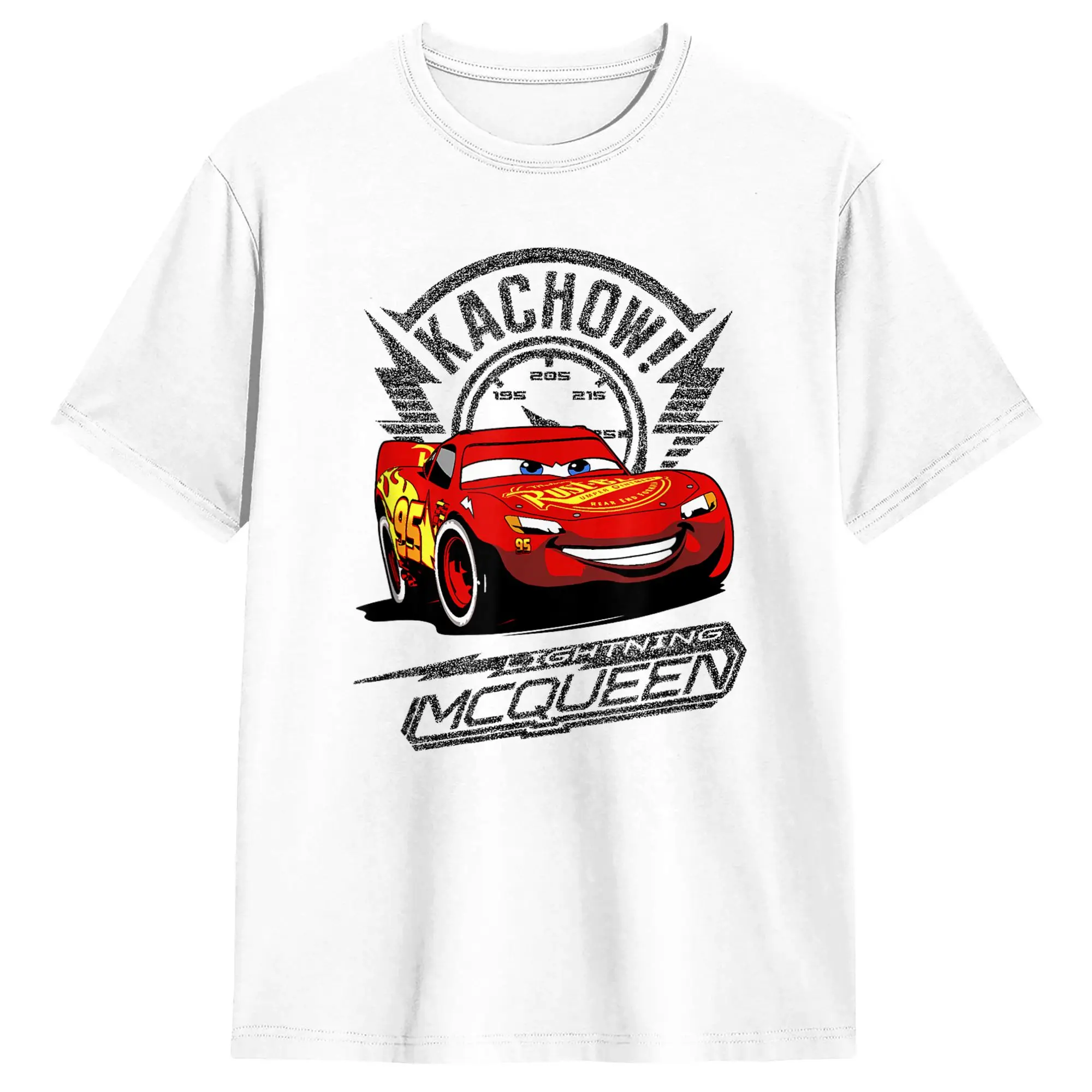 Фото Мужские футболки Cars Lightning McQueen Kachow, хлопковая одежда, футболка с короткими рукавами и круглым вырезом, летняя футболка №2