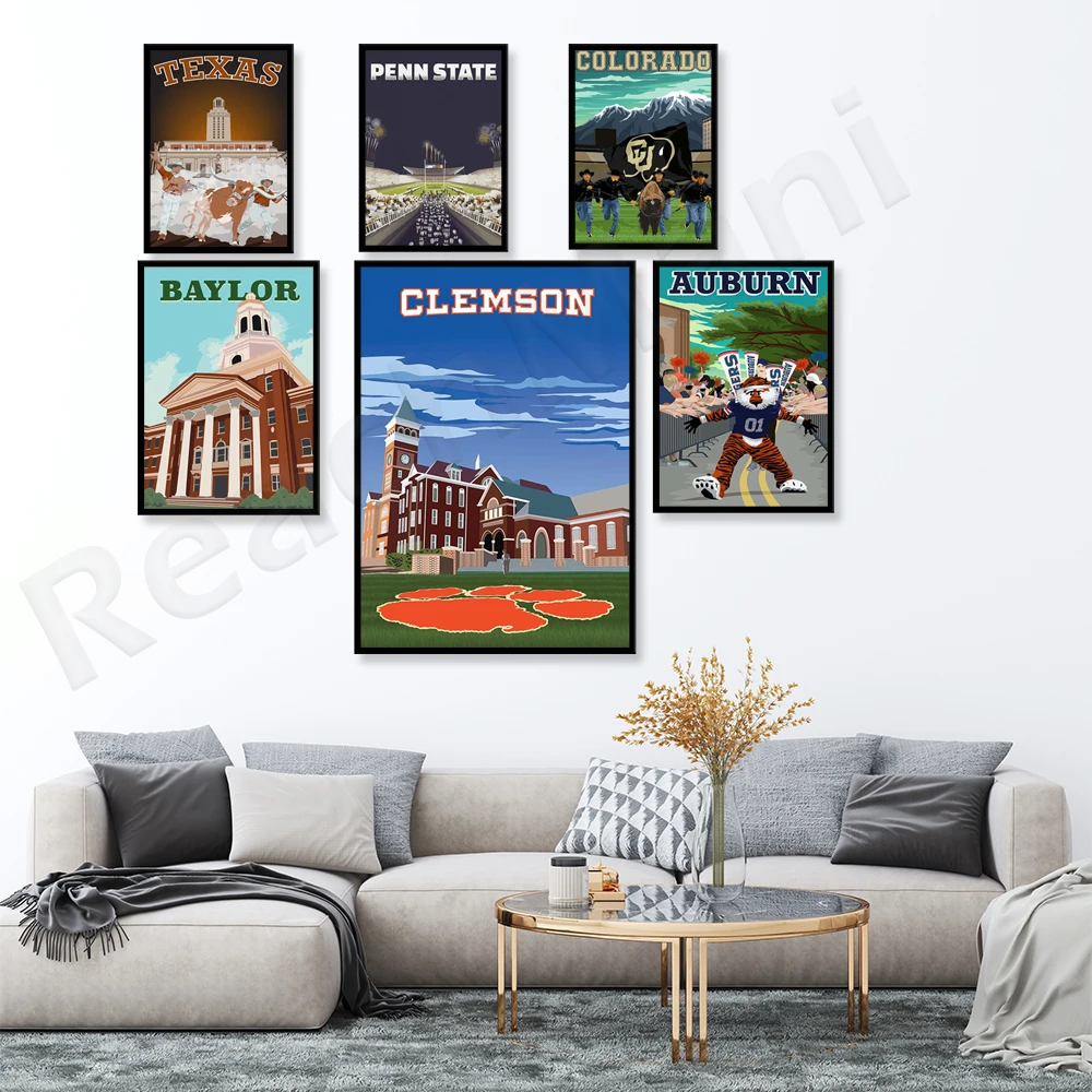 ВИНТАЖНЫЙ ПЛАКАТ из Университета Wake Forest Техаса в Остине университета Южной