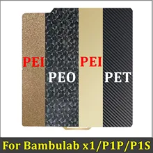 For Bambu Lab P1S X1 X1-C PEO PET Build Plate Upgrade Double Sided Steel Hotbed PEI Sheet for 3D Printer Bambulabs P1P 257x257mm