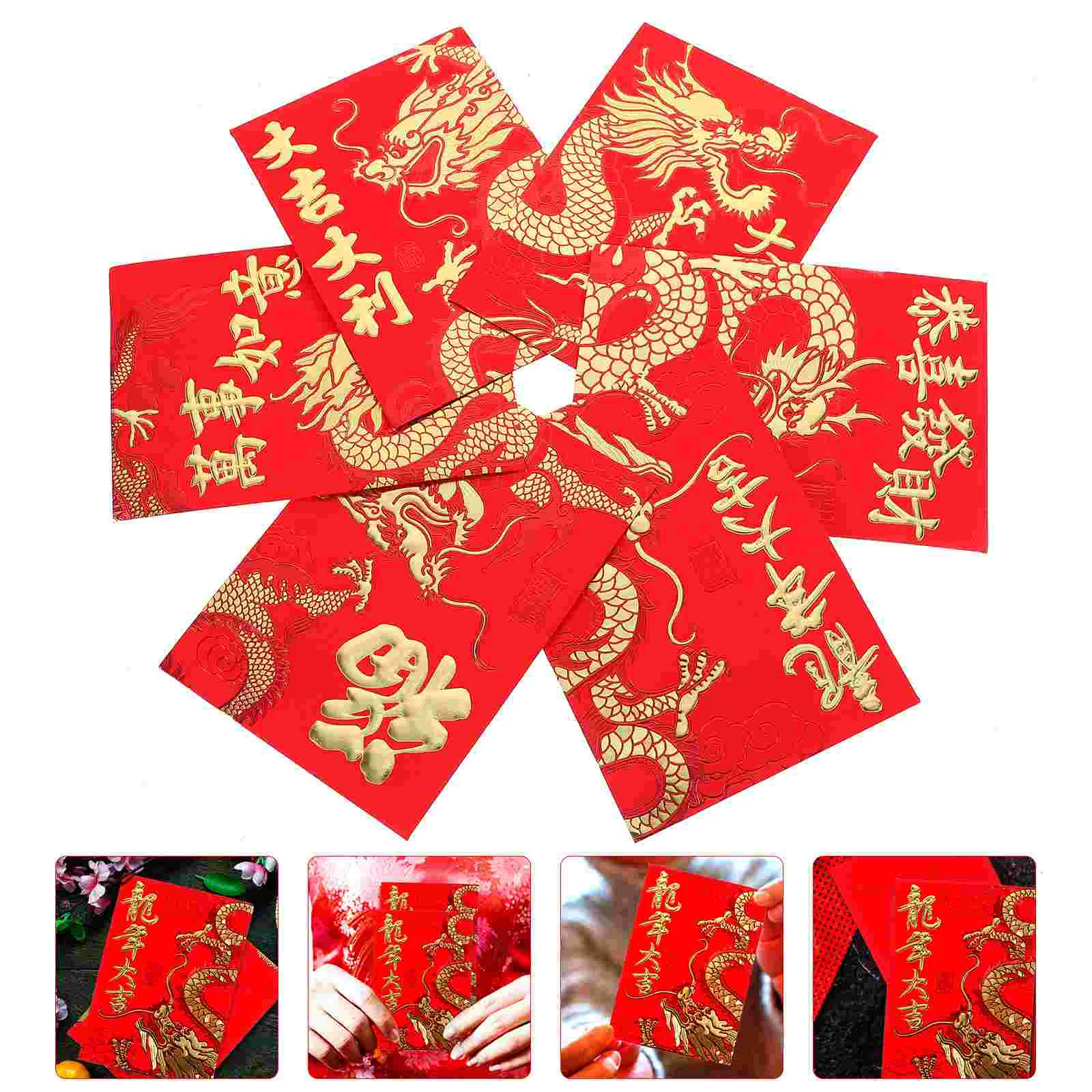 

60 Pcs Chinese New Year Red Pockets Envelope Packet For Money Bag Lucky Lunar Packets Paper Envelopes Purses