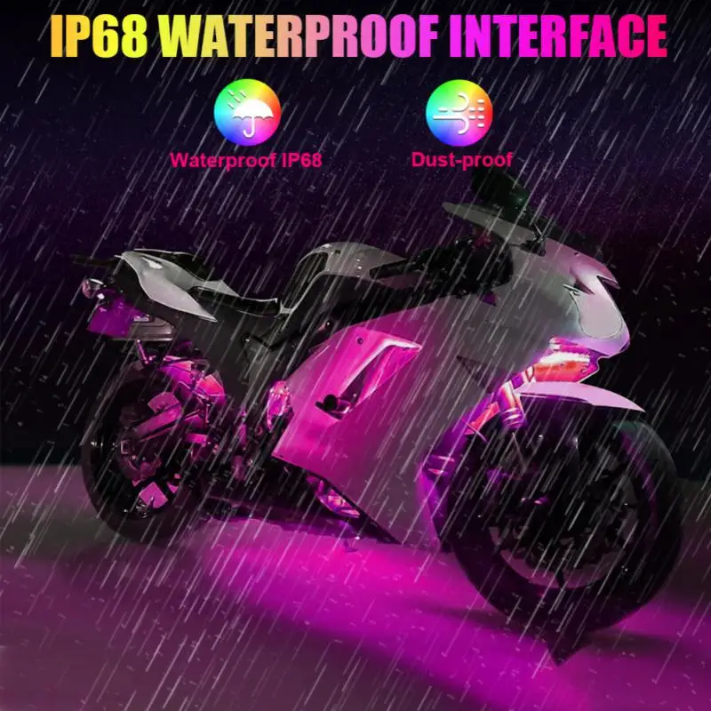 

Control LED Lights Kits 8/12pcs Motorcycle LED Lights Kits APP Control RGB Smart Brake IP68 Waterproof Accent Glow Neon Remote