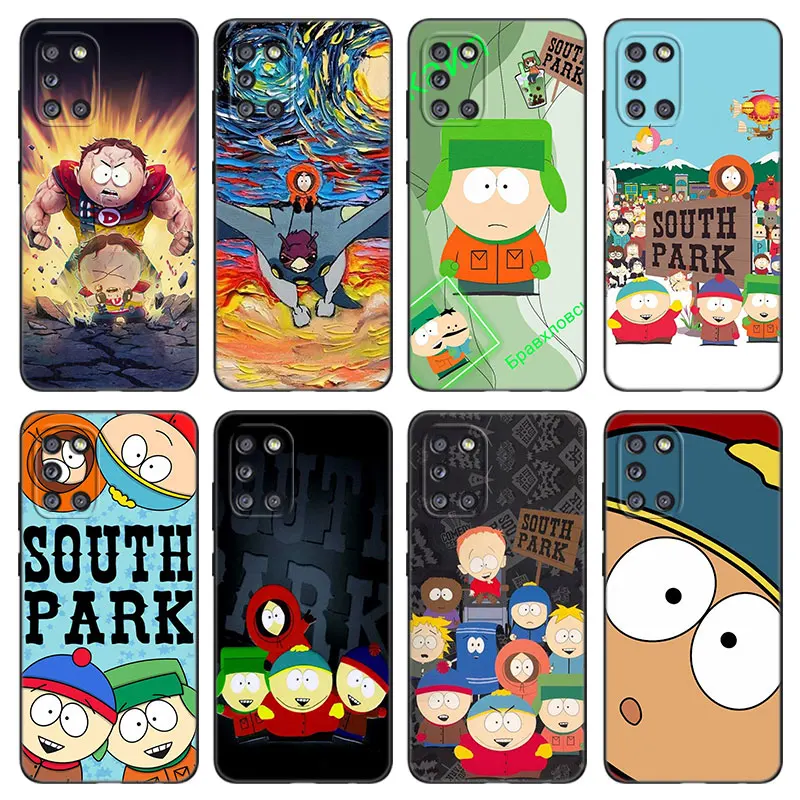 Мультяшный S-South P-Park черный чехол для телефона Samsung Galaxy A01 A03 Core A04 A10 E A05 A20 A21 A30 A50 S A6 A8