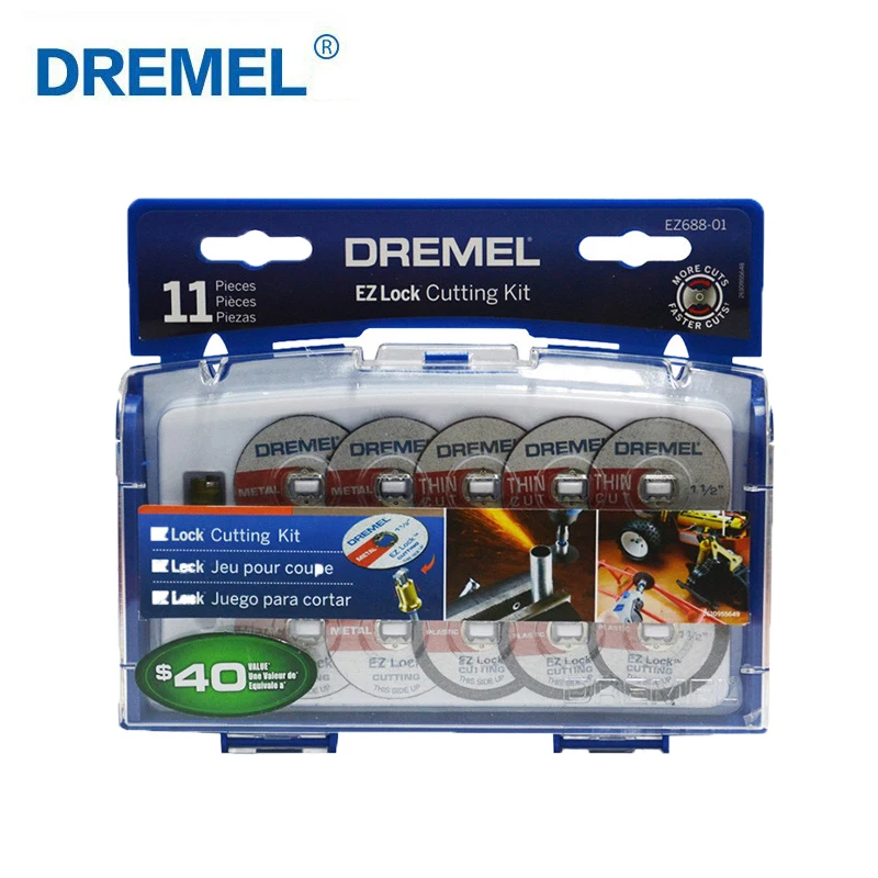 

Аксессуары для отрезного диска Dremel, набор из 11 предметов для электрической шлифовальной машины EZ Lock, многофункциональные режущие лезвия EZ688