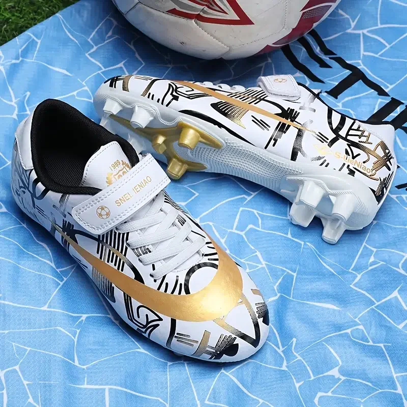 Kid's Soccer Shoes Children's Outdoor Playground Soccer Shoes AG Cleat Football Training Shoes With Hook-and-loop Fastener For B