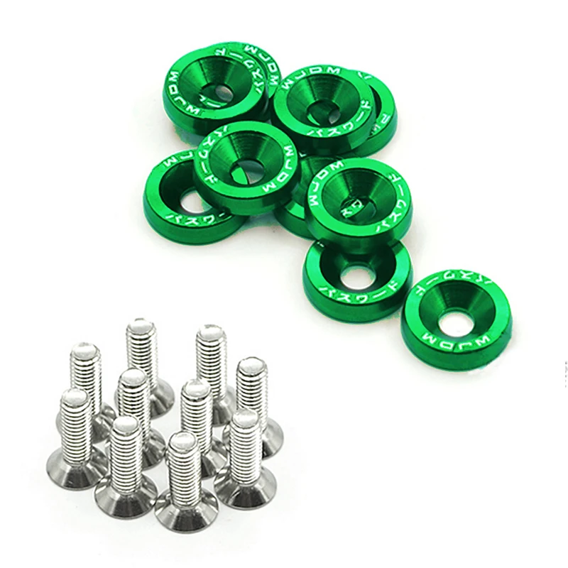 

Practical 10PCS Car Anodized Aluminum Fender Washers 10x M6x20 Steel Bolts Set