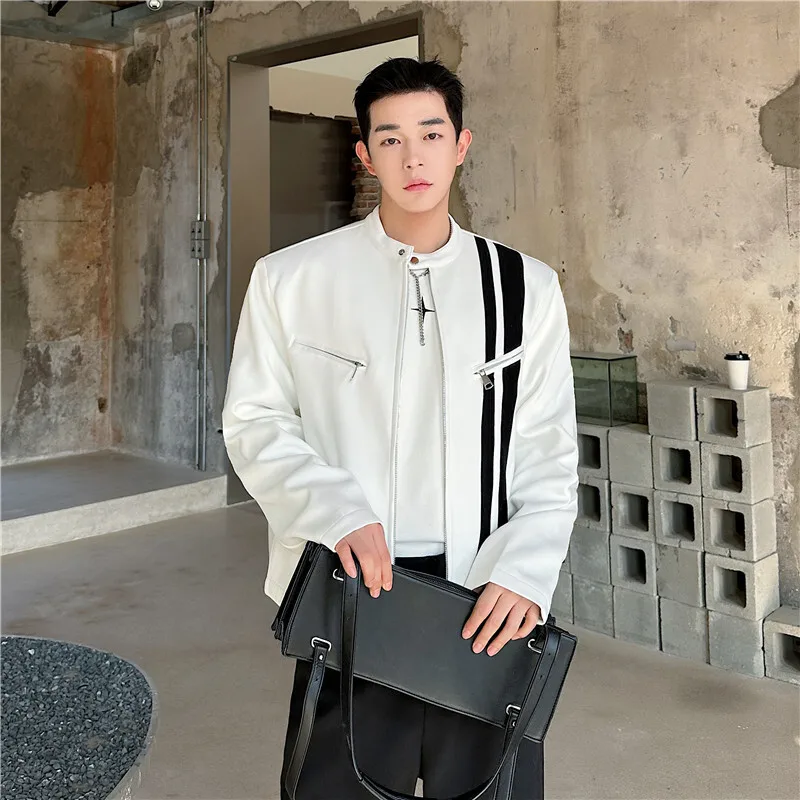 Мужская Асимметричная куртка на молнии с круглым вырезом