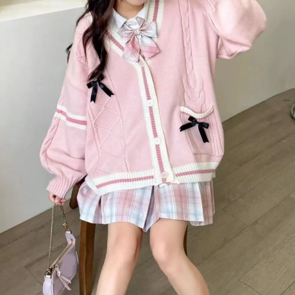 Базовый кардиган JK женский свитер в стиле Лолиты с v-образным вырезом свободный