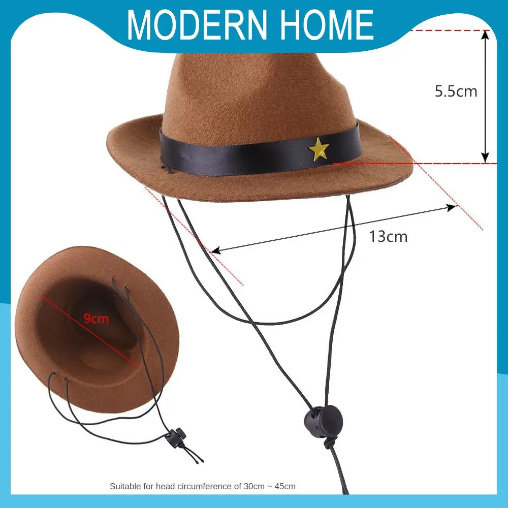 

Soft Comfortable Pet Cowboy Hat Creative Pets Star Cowboy Hat Adjustable Straps Caps Pet Accessories Stylish Birthday Party 1pcs