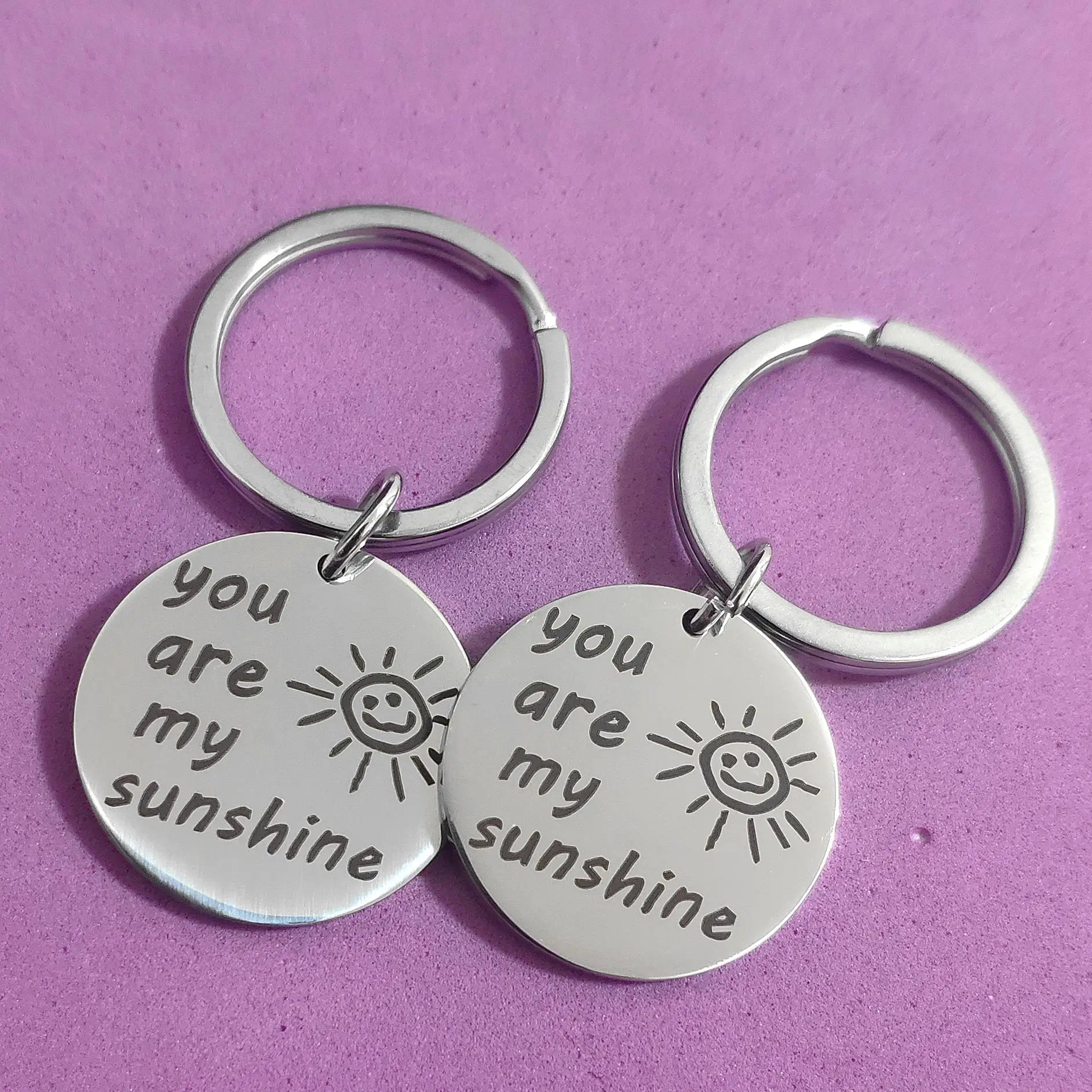 

Keyring Stainless Steel Carabiner for Keys Child Friend Holiday Birthday Creative Parent Gift You Are My Sunshine Holder Fashion