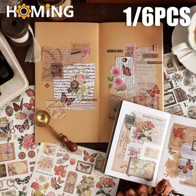 1/6 шт. винтажные канцелярские декоративные наклейки журнал бумага дневник