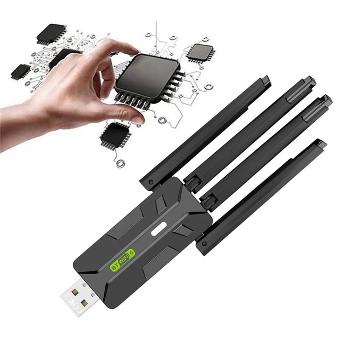 Фото 828new AX900 WiFi6 Беспроводной USB-адаптер 900 Мбит/с, приемник беспроводной сети LAN, двухдиапазонный 2.4ГГц/5ГГц, BT5.4 для WIN10 WIN11 №5