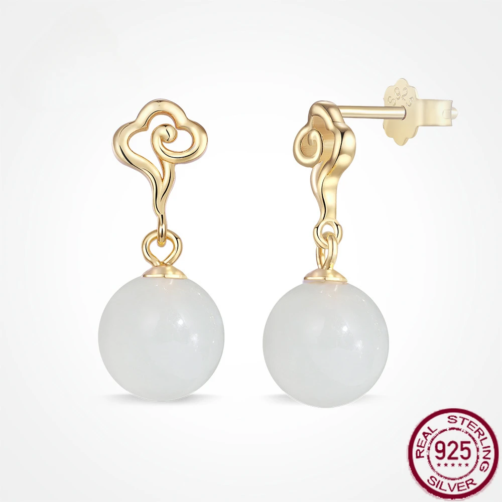 Новинка серьги-гвоздики из чистого серебра S925 пробы в Королевском Стиле женская