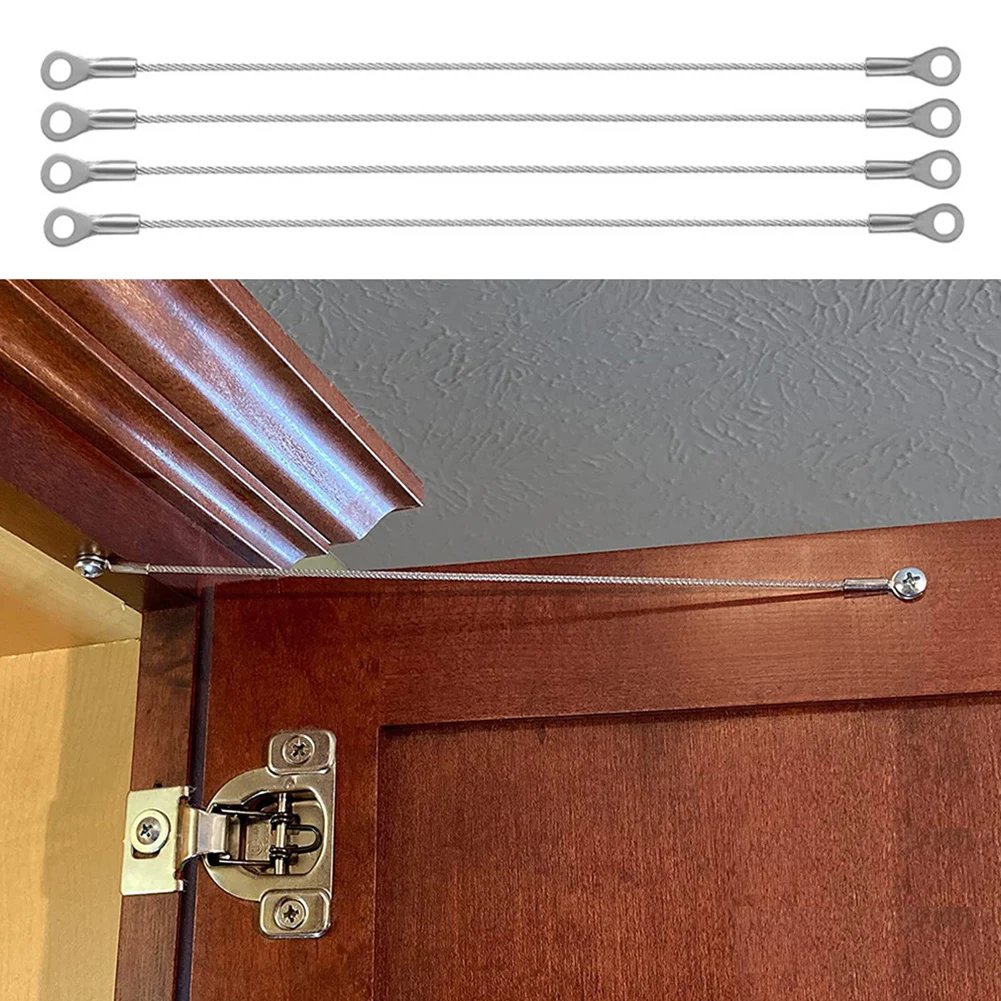 

4pcs Practical Rope Pins Stainless Steel Door Cabinet Restraint Braided Cable Hinge Limiter Stopper Rope Gadgets