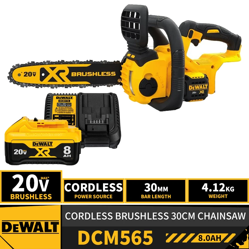 

DEWALT DCM565 Brushless Cordless 30mm Compact Chainsaw 20V Lithium Power Tools Garden Wood Cutter With Battery Charger