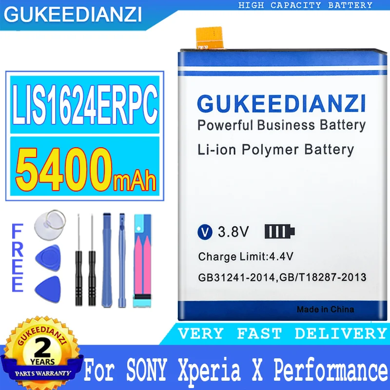 

Аккумулятор GUKEEDIANZI 5400 мАч LIS1624ERPC для SONY Xperia X Performance F8132, аккумулятор большой мощности