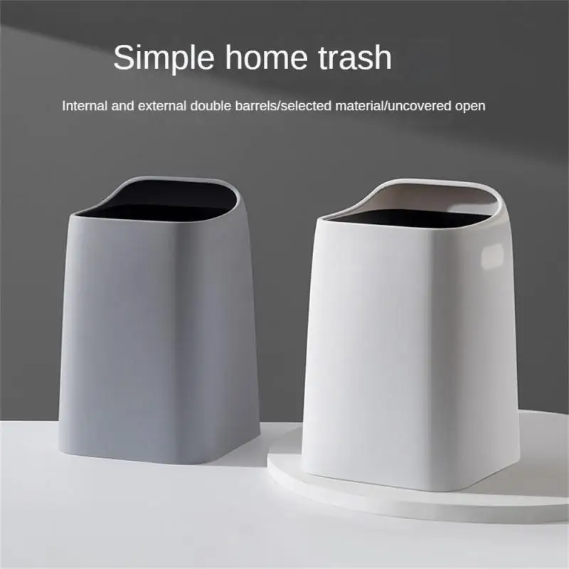 

Kitchen Bathroom Nordic Style Plastic Trash Can Bedroom Living Room Double-layer Garbage Can Pp Garbage Can Trash Can Open Type