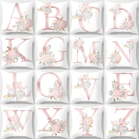 the latest letter pillow case english alphabet polyester cushion cover for sofa home decoration flower car cushion case hogar
