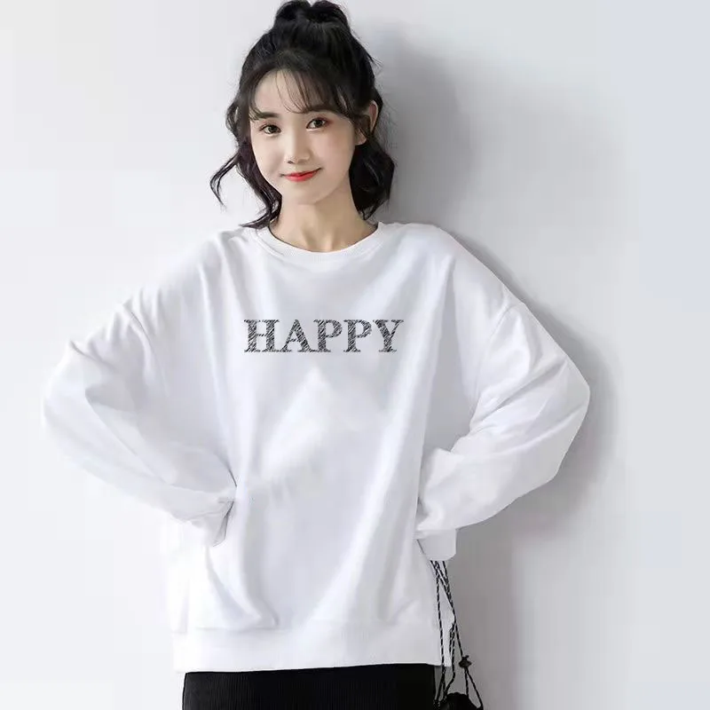 

Women Pullover High Quality Sweatshirts Hand-painted English Loose Casual Fashion Long Sleeve O Neck Female Clothes for Women