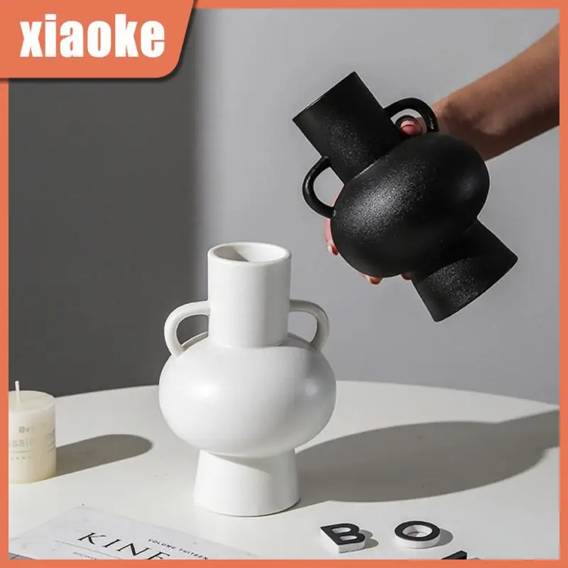 

Home Decoration Vases Double Ear Ceramic Vase High Quality Creative Tabletop Vases Ceramic Unique Hand-made Ceramic Vase