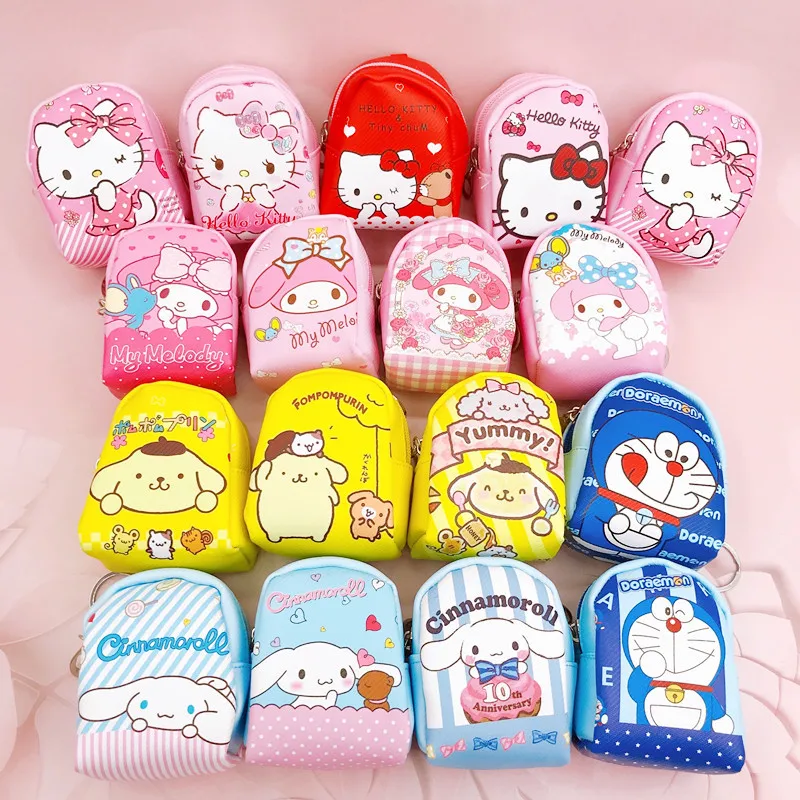 Cute Kulomi Hello Kitty Melody Cartoons Wallet Sanrio Girls Mini Coin Purse Keychain Pendant Portable Money Holder Bag Gifts