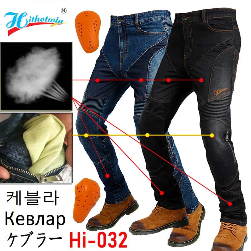 New Aramid MOTO pants motorcycle riding cotton jeans four seasons Knight pants anti-fall high elastic pants with 4 Protectors