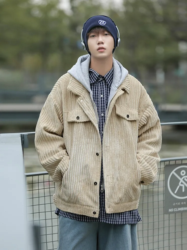 Вельветовая верхняя одежда зеленого авокадо мужская осенне-зимняя американская