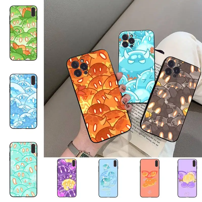 

Genshin Impact Cute Slimes Phone Case For iPhone 6 7 8 Plus 11 12 13 14 Pro SE 2020 MAX Mini X XS XR Back Funda Cover