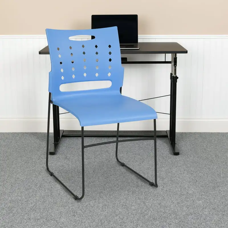 

5 HERCULES Series 881 . Capacity Blue Sled Base Stack Chair with Air-Vent Back