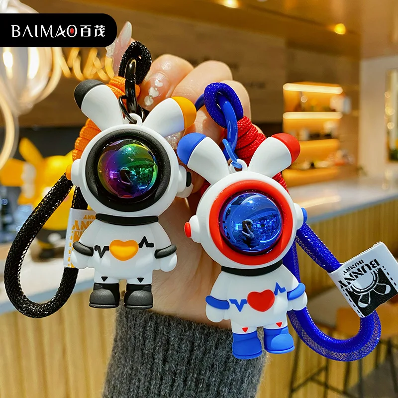 

Trend Cartoon Universe ECG Rabbit Key Chain Women Exquisite Keychain Keyrings Men Car Bag Pendant Accessories Children's Gifts