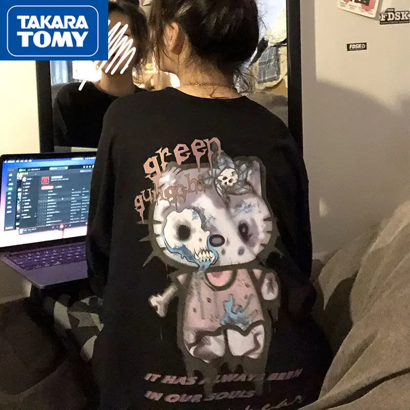 

TAKARA TOMY Summer 2022 new cute cartoon Hello Kitty printed short-sleeved t-shirt female loose cotton student T-shirt