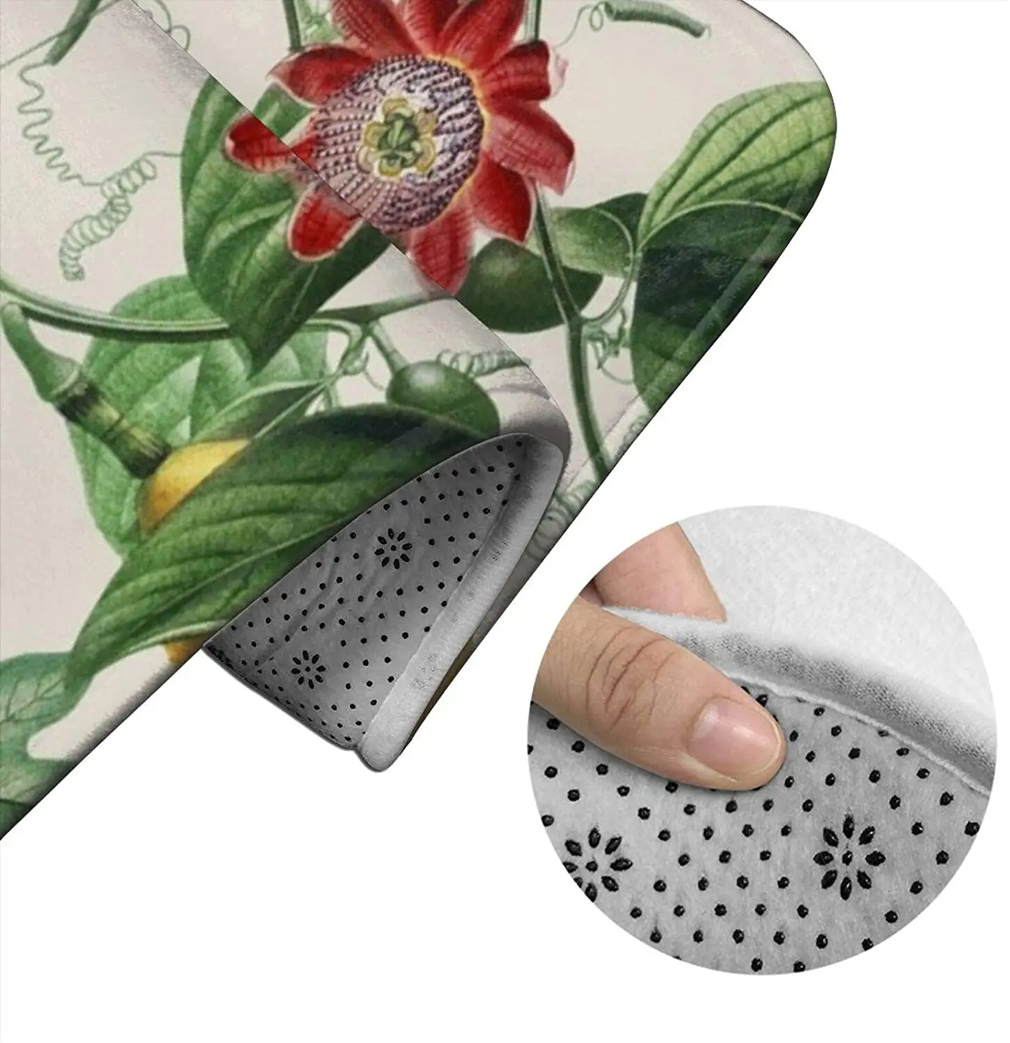 

Vines with Exotic Flower Bathroom Mat Sets 3 Piece Set Rugs Memory Foam Mat Set Toilet Seat Cover Bath Mat lid Cover