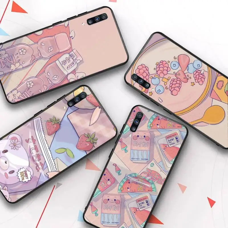 

Anime Pink Cute Kawaii food Phone Case for Samsung A51 A30s A52 A71 A12 for Huawei Honor 10i for OPPO vivo Y11 cover