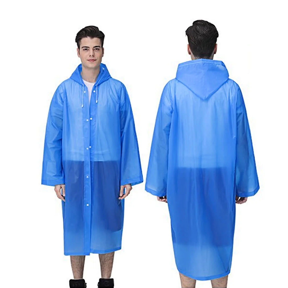 

Reusable Raincoat Matte EVA Rain Poncho Outdoor Waterproof Raincoat Outdoor Rainwear for Adults (with Elastic Cuff, Blue)