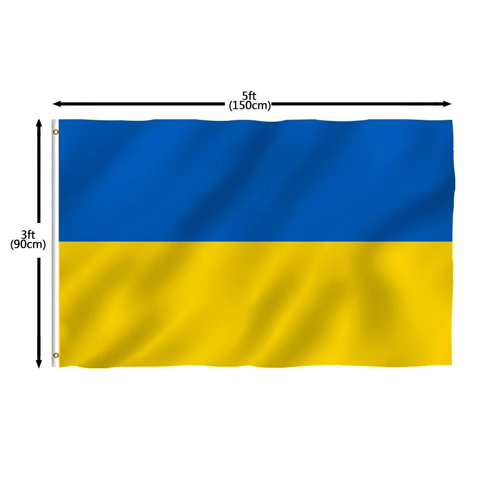 

3X5 Fts 100D Polyester Banner Brass Grommets Ukrainian National Stay With Ukraine Flag