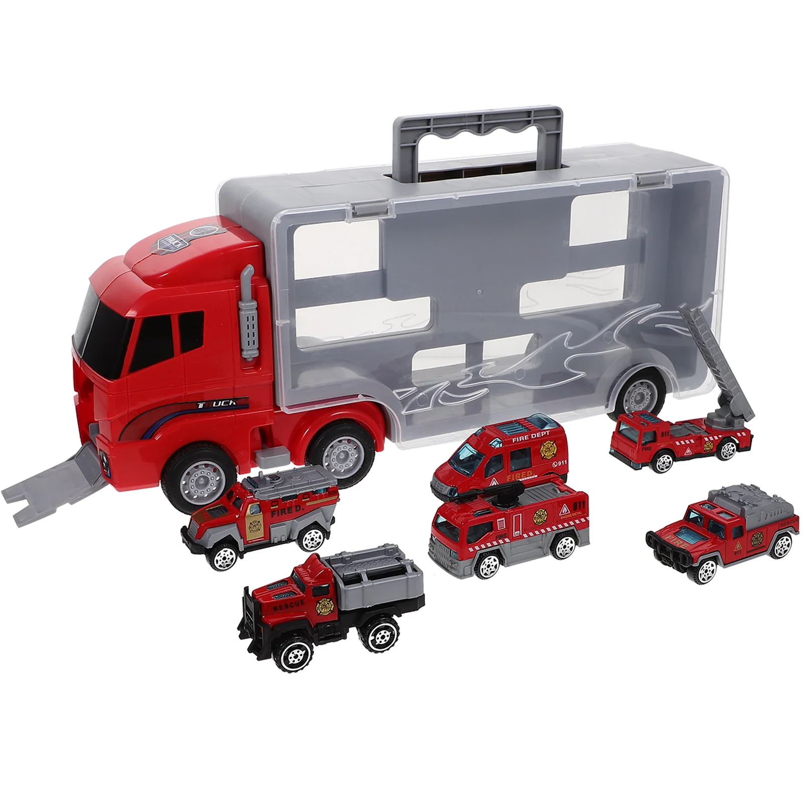 

1 Set of Fire Truck Toy Fire Fighting Truck Model Car Carrier Truck Fire Fighting Truck Educational Plaything