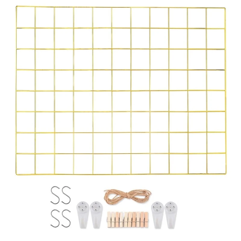 

2 Pcs Grid Photo Wall,Photo Display Wall,Mesh Wall Decor,Multifunctional Hanging Picture Wall,DIY,S Hook,Clips,Hemp Cord