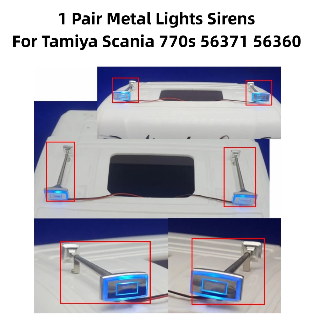 

Red/White/Blue Lights Siren Kit For Tamiya Scania 770s 56371 56360 RC Car Upgrade Parts Accessories Mmetal Lights Siren+Sticker